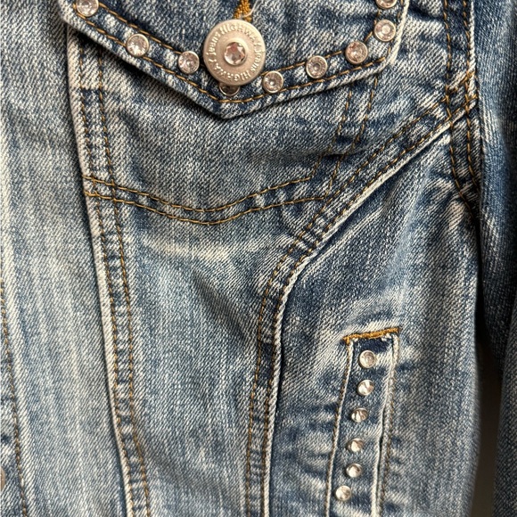 Highway Jeans Blue Denim Jacket with Rhinestones. - Picture 4 of 10